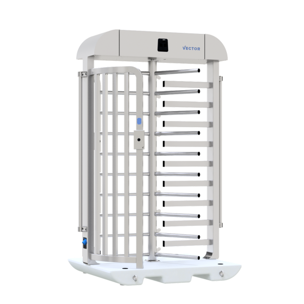 V-Turnstile | dimensions: 1200 x 1500 x 2410 mm, passage width: 600 mm | on concrete plate | electromechanical
